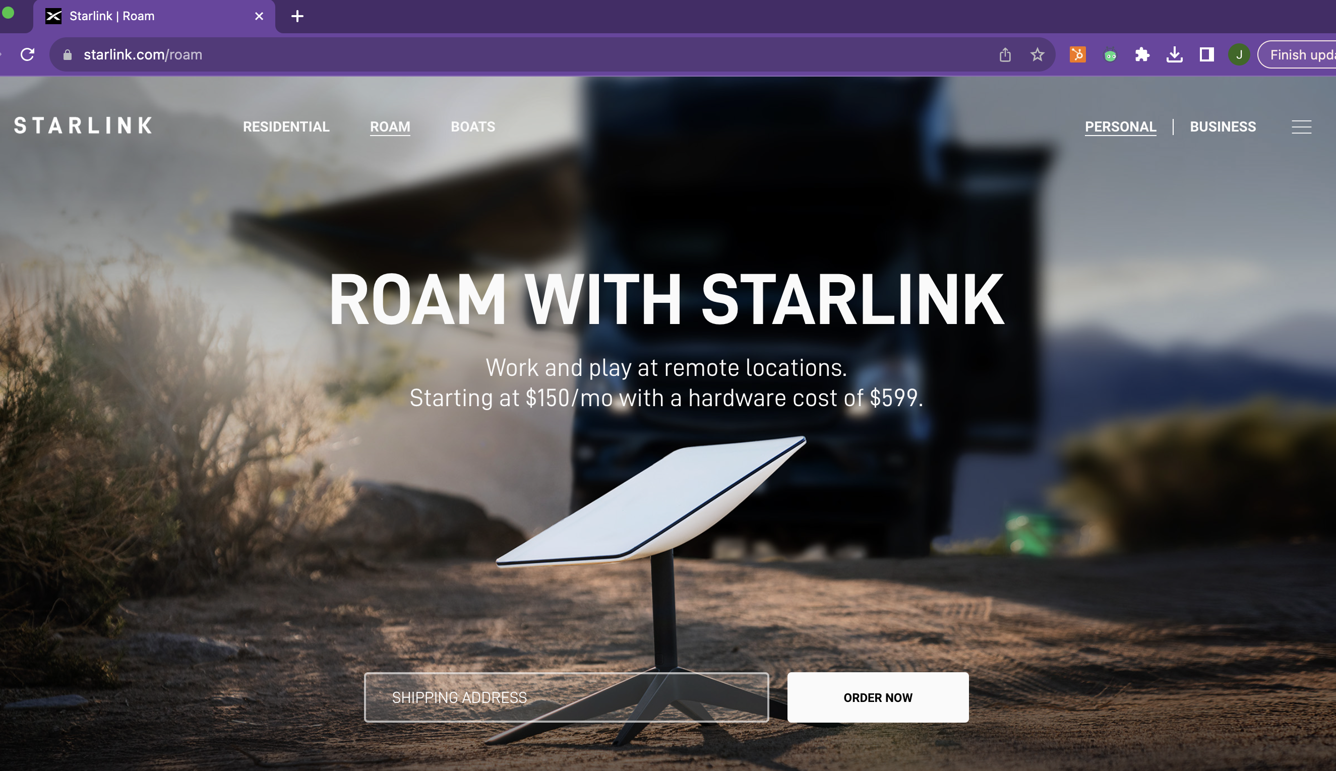 Starlink Roam for vanlife